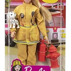 Barbie Firefighter Playset With Blonde Doll (12-in), Role-Play Clothing & Accessories: Extinguisher, Megaphone, Hydrant, Dalmatian Puppy, Great Gift For Ages 3 Years Old & Up