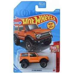 Mattel Hot Wheels '21 Ford Bronco, [Orange] Then And Now 3/10 - Damaged Card