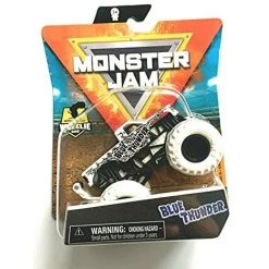 Monster Jam Blue Thunder, Wheelie Bar Truck Series 18 (1:64 Scale) Black/White Spin Master