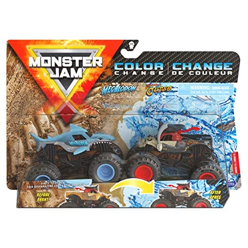 Monster Jam Color Change Megalodon Vs Pirate's Curse - 1:64 Scale Double Pack Spin Master 1 Monster Jam Color Change Megalodon Vs Pirate's Curse - 1:64 Scale Double Pack Spin Master