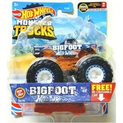 DieCast Hot Wheels Monster Trucks 2021 [Bigfoot] 28/75 With Re-Crushable Car, 1:64 Scale Mattel