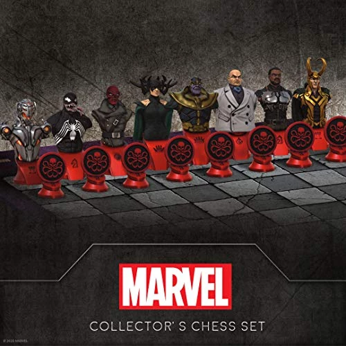 USAOPOLY Marvel Collector's Chess Set | Custom Sculpted Chess Pieces Marvel Superheros & Villains | Iron Man & Thanos As King | Captain Marvel & Hella As Queen | Officially Licensed Marvel Chess Set 8 USAOPOLY Marvel Collector's Chess Set | Custom Sculpted Chess Pieces Marvel Superheros & Villains | Iron Man & Thanos As King | Captain Marvel & Hella As Queen | Officially Licensed Marvel Chess Set