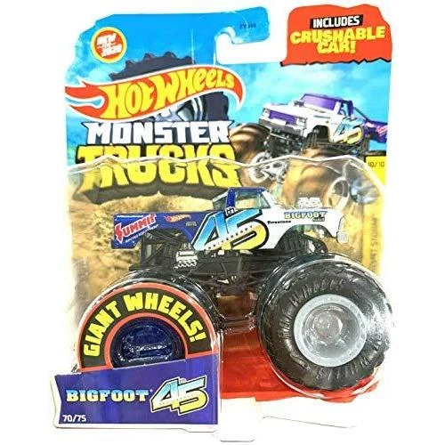 DieCast Hot Wheels Monster Trucks 1:64 Scale 45th Anniversary Bigfoot 70/75 With Crushable Car 1 DieCast Hot Wheels Monster Trucks 1:64 Scale 45th Anniversary Bigfoot 70/75 With Crushable Car