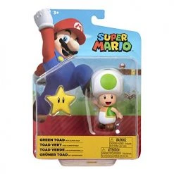 SUPER MARIO Action Figure 4 Inch Green Toad Collectible Toy With Star Accessory