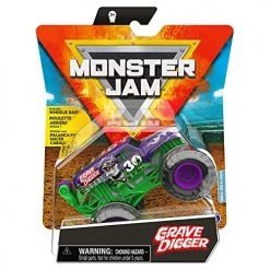 Monster Jam 2021 Spin Master 1:64 Diecast Monster Truck With Wheelie Bar: Arena Favorites 30th Anniversary Grave Digger (Purple)