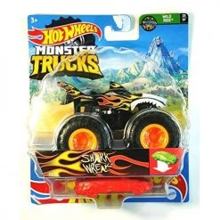 Hot Wheels Monster Trucks Hot Wheels 2021 Monster Trucks [Shark Wreak] 22/75 With Re-Crushable Car - Wild Ride 03/07 Mattel