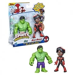Toy Choo Choo Marvel Spidey And His Amazing Friends Hero Reveal 2-Pack,-Action Figures,-Mask Flip Feature, Miles Morales: Spider-Man And Hulk, 3 And Up