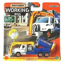 Mattel Matchbox Working Rigs Freightliner M2 106 Vacuum Septic Truck 11/16 (Blue/Orange)