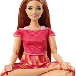 Mattel Barbie Made To Move Doll, Curvy With 22 Flexible Joints Long Straight Red Hair Wearing Athleisure-Wear