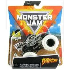 Monster Jam 2021 Spin Master 1:64 Diecast Monster Truck With Wheelie Bar: Max Contrast Dragon (Black And White)