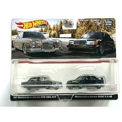 DieCast Hot Wheels'72 Mercedes-Benz 280 Sel 4.5 +190E 2.5-16, Car Culture Premium 2 Pack (1:64 Scale) Black Mattel
