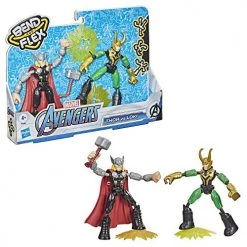 Avengers Marvel Bend And Flex Thor Vs. Loki Action Figure Toys, 6-Inch Flexible Figures, Includes 2 Accessories, Ages 4 And Up