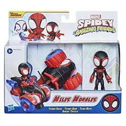 Marvel Spidey And His Amazing Friends Miles Morales Action Figure And Techno-Racer Vehicle, For Kids Ages 3 And Up