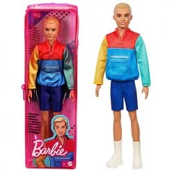 Mattel Barbie Ken Fashionistas Doll #163, Slender With Sculpted Blonde Hair Wearing Color-Blocked Jacket-Style Top, Blue Shorts & White Boots, Toy For Kids 3 To 8 Years Old