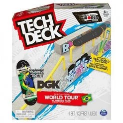 Spin Master TECH DECK, Build-A-Park World Tour, Flamengo Park (Brazil), Ramp Set With DGK Skateboards Dwayne Fagundes Republic Signature Fingerboard