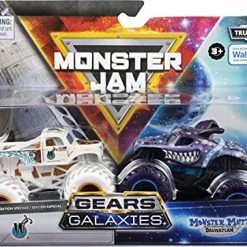 Monster Jam 2021 Spin Master 1:64 Diecast Exclusive Gears And Galaxies 'W' Whiplash Vs Monster Mutt Dalmatian