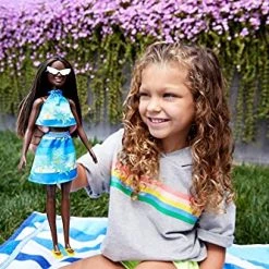 Barbie Loves The Ocean Beach-Themed Doll (11.5-inch Brunette), Made From Recycled Plastics, Wearing Fashion & Accessories, Gift For 3 To 7 Year Olds Mattel