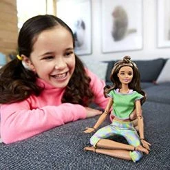 Barbie Made To Move Doll With 22 Flexible Joints Long Wavy Brunette Hair Wearing Athleisure-Wear