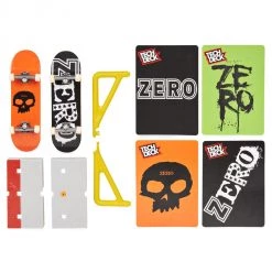 Spin Master Tech Deck VS Series Zero Skateboards Chris Cole Signature Skull And Legacy Ransom Fingerboard 2-Pack, Obstacle And Challenge Card Set