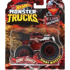 Hot Wheels Monster Trucks Bone Shaker Camo Crashers 5/5 With Collectible Flag Mattel