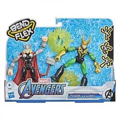 Avengers Marvel Bend And Flex Thor Vs. Loki Action Figure Toys, 6-Inch Flexible Figures, Includes 2 Accessories, Ages 4 And Up