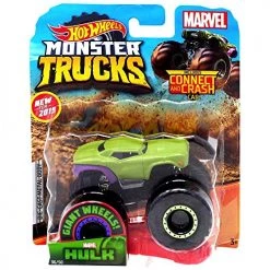Hot Wheels 2019 Monster Trucks Marvel's Hulk With Connect And Crash Car #36/50 1:64 Scale Die-Cast