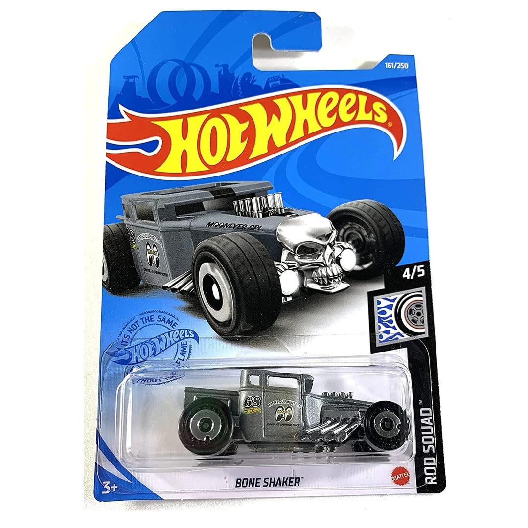Hot Wheels Bone Shaker, Rod Squad 4/5 Gray Mooneyes 1:64 Scale Vehicle Mattel 1 Hot Wheels Bone Shaker, Rod Squad 4/5 Gray Mooneyes 1:64 Scale Vehicle Mattel