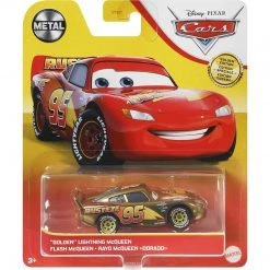 Disney Pixar Cars Golden Lightning McQueen Metal Race Car 1:55 Scale