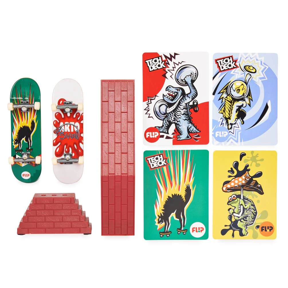 Tech Deck VS Series Flip Skateboards Denny Pham Black Cat Tin Toys And Arto Saari Splat Fingerboard 2-Pack, Obstacle And Challenge Card Set 2 Tech Deck VS Series Flip Skateboards Denny Pham Black Cat Tin Toys And Arto Saari Splat Fingerboard 2-Pack, Obstacle And Challenge Card Set