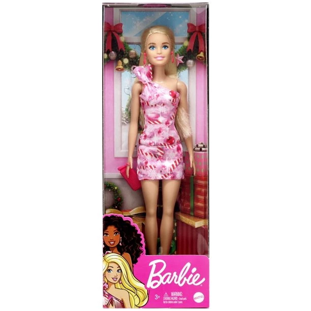2020 Holiday Barbie - Blonde, Pink Mini Dress, Pink Heels And Clutch Bag 1 2020 Holiday Barbie - Blonde, Pink Mini Dress, Pink Heels And Clutch Bag