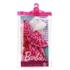 Mattel Barbie Doll Fashion Pack Pink Heart Print Dress, Red Shoes, Purse