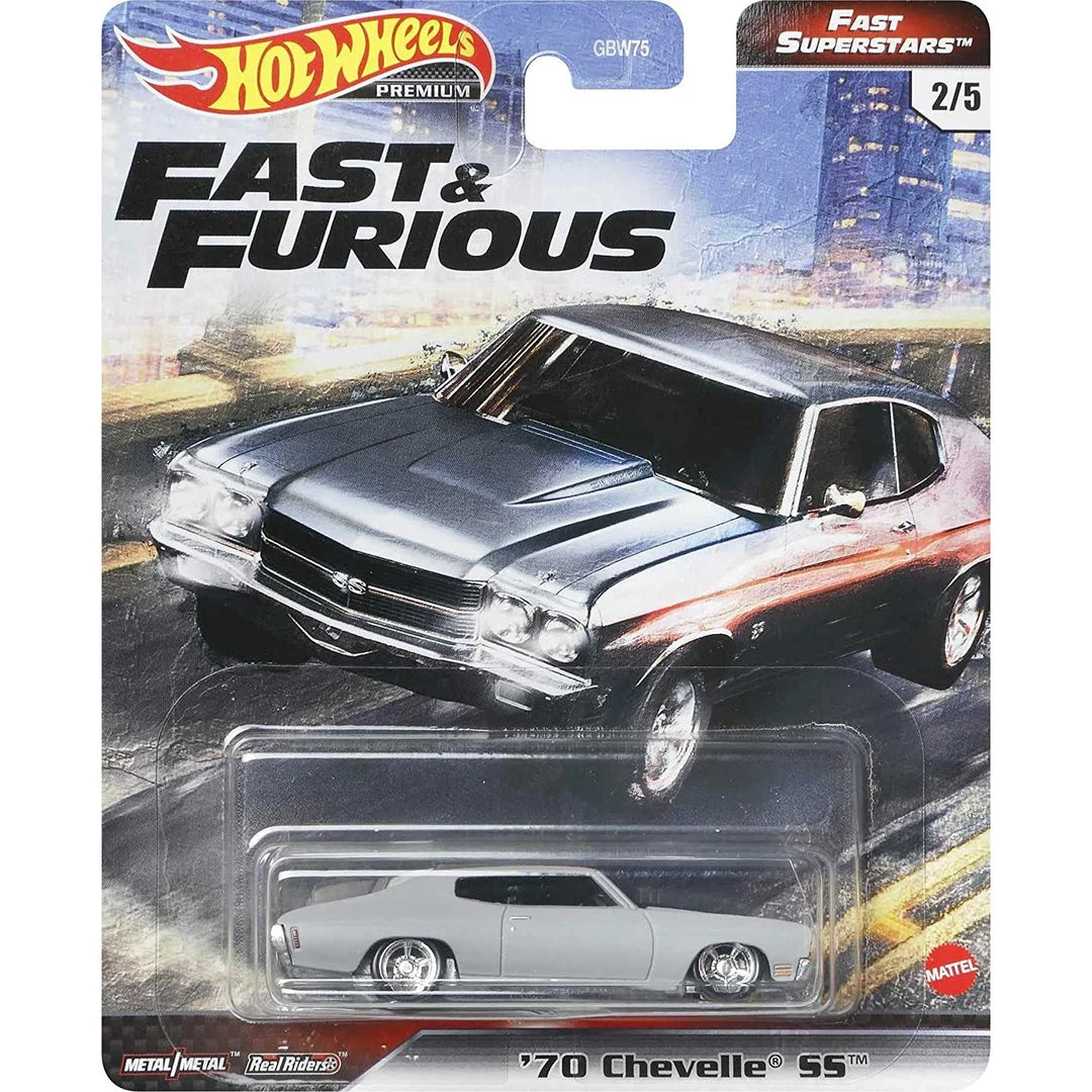 Hot Wheels Premium Fast & Furious '70 Chevelle SS Fast Superstars 2/5 Gray 1:64 Scale 1 Hot Wheels Premium Fast & Furious '70 Chevelle SS Fast Superstars 2/5 Gray 1:64 Scale