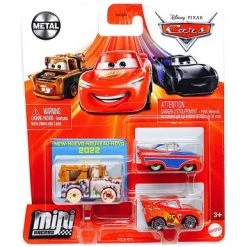 Disney Pixar Cars Mini Racers 3 Pack Soapy Mater, Union Jack Ramone, Lightning McQueen Racing Wheels