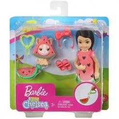 Toy Choo Choo Mattel Barbie Club Chelsea Dress-Up Doll In Watermelon Costume With Accessories, 6-Inch Brunette, For 3 To 7 Year Olds