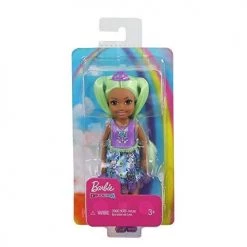 Toy Choo Choo Barbie Dreamtopia Chelsea Sprite Doll, 7-inch, With Green Hair Wearing Fashion And Accessories, Multi (GJJ95) Mattel