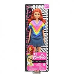Toy Choo Choo Mattel Barbie Fashionistas Doll With Long Red Hair Wearing Tie-Dye Fringe Dress, Golden Boots & Earrings, Toy For Kids 3 To 8 Years Old