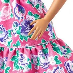 Toy Choo Choo Mattel Barbie Fashionistas Doll With No-Hair Look Wearing Pink Floral Dress, White Booties & Earrings, Toy For Kids 3 To 8 Years Old, Multi