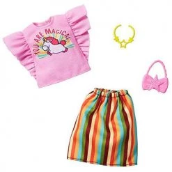 Toy Choo Choo Barbie Minions: The Rise Of Gru Minions Outfit Doll, Unicorn Top, Striped Skirt, Necklace And Purse, Gift For 3 To 8 Year Olds