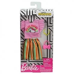 Toy Choo Choo Barbie Minions: The Rise Of Gru Minions Outfit Doll, Unicorn Top, Striped Skirt, Necklace And Purse, Gift For 3 To 8 Year Olds