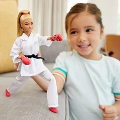 Toy Choo Choo Mattel Barbie Olympic Games Tokyo 2020 Karate Doll With Karate Uniform, Tokyo 2020 Jacket, Medal, Helmet, Sparring Gloves And Sandals For Ages 3 And Up