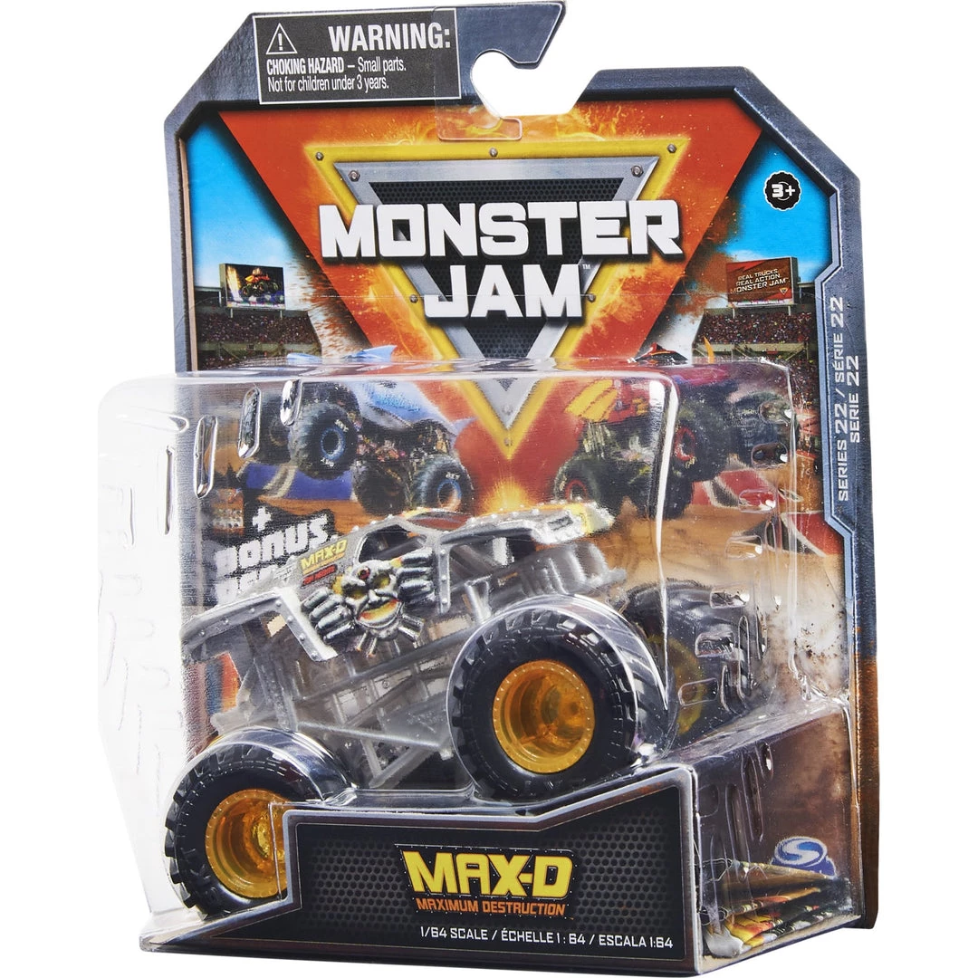 Monster Jam Max-D With Stunt Barrel Series 22 See Thru Crew 1:64 Scale Truck 4 Monster Jam Max-D With Stunt Barrel Series 22 See Thru Crew 1:64 Scale Truck