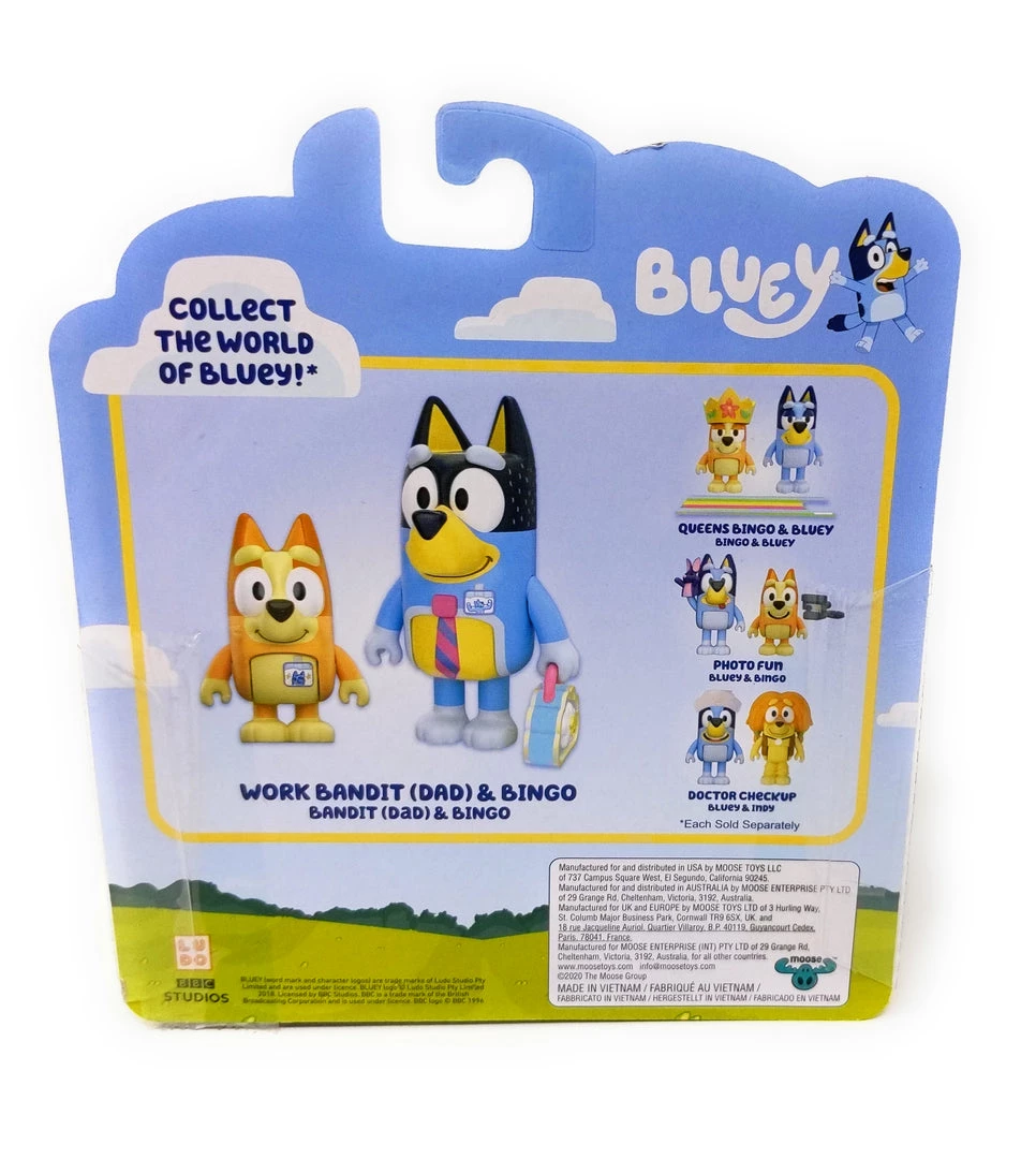 Bluey Work Bandit Dad And Bingo Action Figures & Accessory 2 Bluey Work Bandit Dad And Bingo Action Figures & Accessory