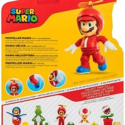Super Mario Propeller Mario 4 Inch Action Figure With 1-Up Mushroom Accessory