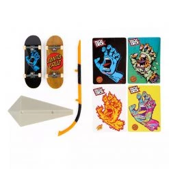 Tech Deck VS Series Santa Cruz Skateboards Screaming Hand And Classic Dot Fingerboard 2-Pack, Obstacle And Challenge Card Set Spin Master