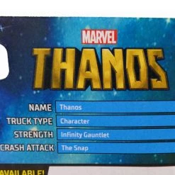 Hot Wheels Monster Trucks Thanos Marvel Die-Cast Metal Body Vehicle With Re-crushable Car