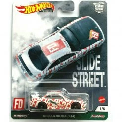 Hot Wheels Premium Car Culture Nissan Silvia (S14) Slide Street 1/5 FD Formula Drift White Red 1:64 Scale Mattel