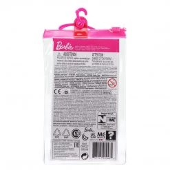 Mattel Barbie Doll Fashion Pack Pink Heart Print Dress, Red Shoes, Purse