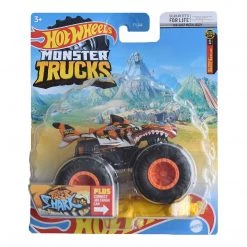 Mattel Hot Wheels Monster Trucks Tiger Shark With Connect And Crash Car 20/75 1:64 Scale Truck