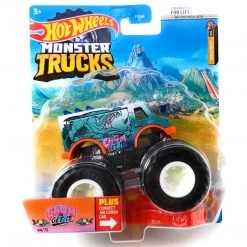 Hot Wheels Monster Trucks Chum N' Get It 1:64 Scale Vehicle 44/75 With Connect And Crash Car