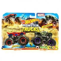 Hot Wheels 2020 Monster Trucks Demolition Doubles Spider-Man Vs Venomized Hulk Monster Truck 2 Pack 1:64 Scale